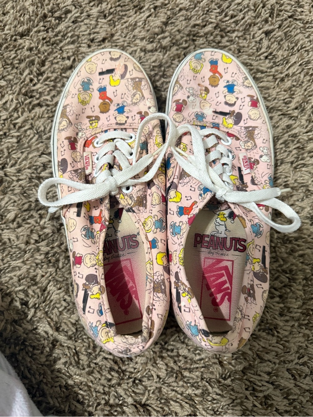 Vans Peanuts Pink Kids' Canvas Sneakers with Multicolor Character Print